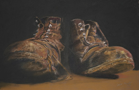 Pastell-2007,-Alte-Schuhe,-32-x-49-cm